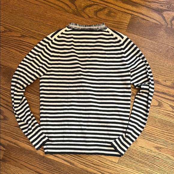 GUC J. Crew Black and White Striped Cardigan Sweater; S - Picture 2 of 6